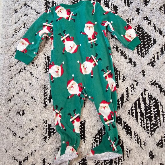 Carter's Baby Boy Fleece Santa Footed Zip Up Sleeper 12M - Picture 3 of 3